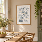 Isaiah 43:2 Christian wall art displayed in a bright dining room with natural wood furniture and soft coastal colours.
