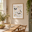 Puffin Christian wall art print with Psalm 18 scripture displayed in a bright dining room with warm wood and natural light.